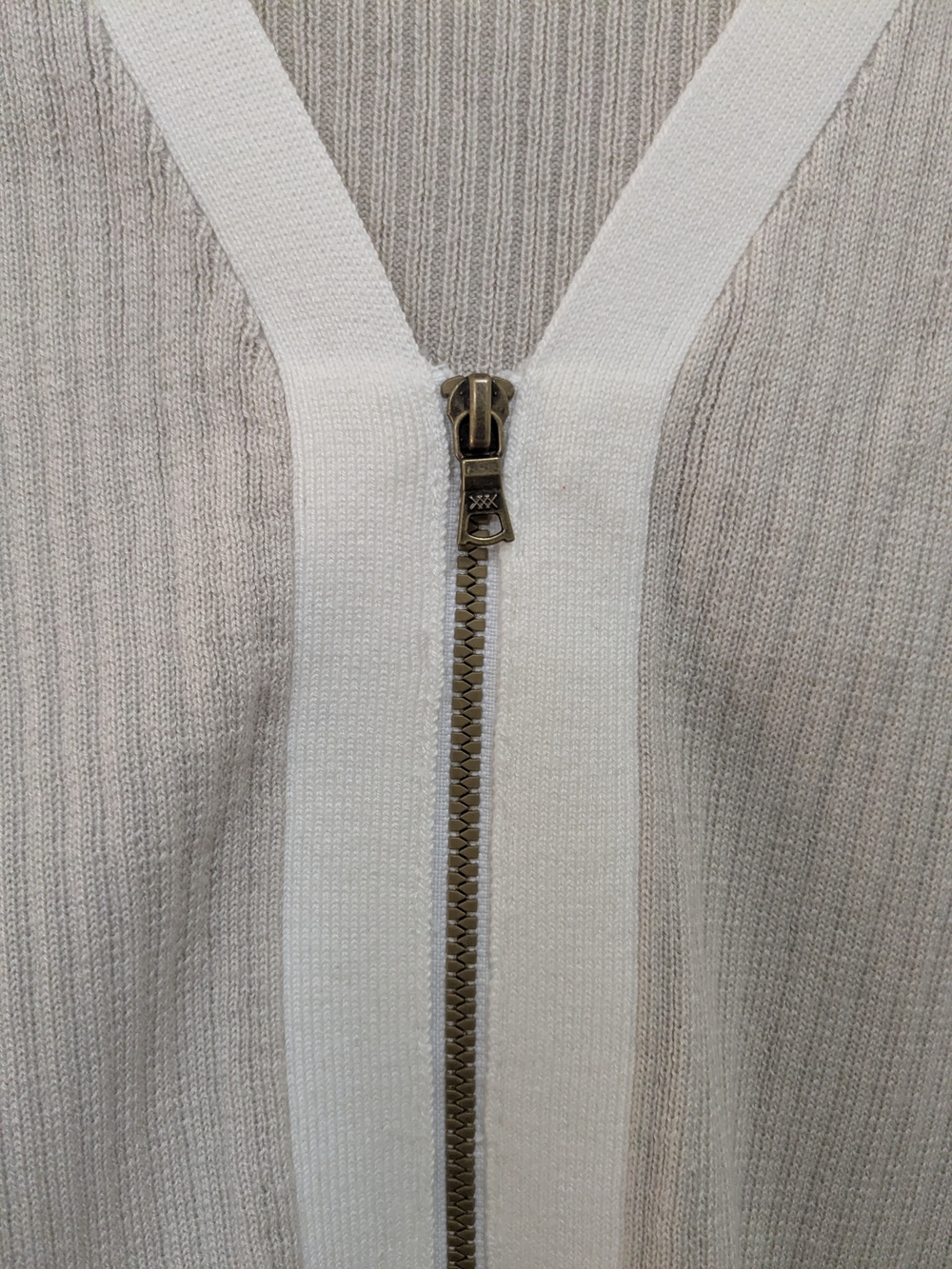 RHONE Cream Zip Ribbed V-Neck Cardigan - Picture 4 of 9